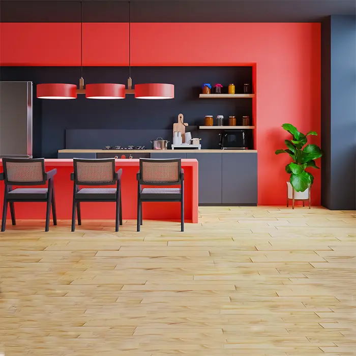 Red modular kitchen from IVAS Kitchen