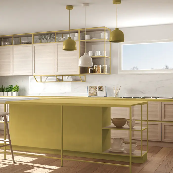 Green modular kitchen from IVAS Kitchen